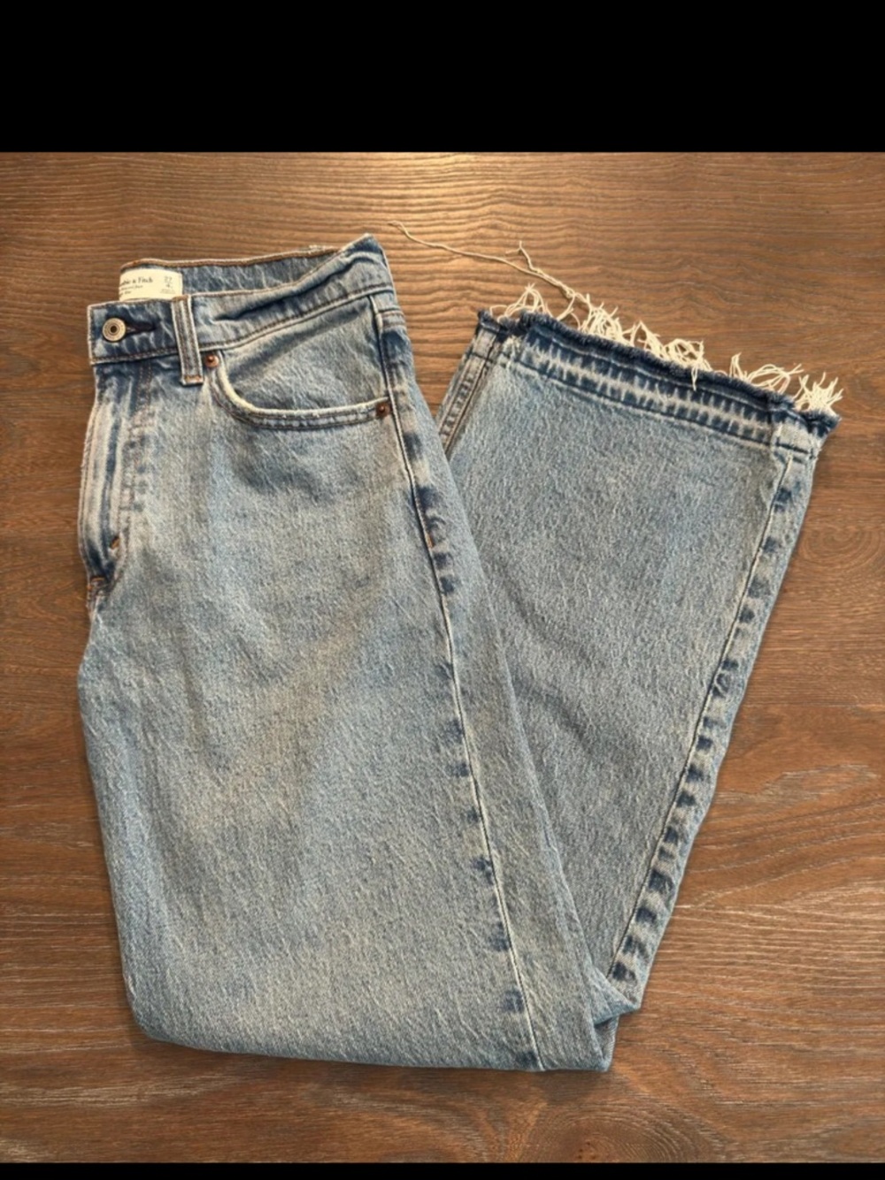 Abercrombie & Fitch Light Blue High-Rise Straight Leg Jeans